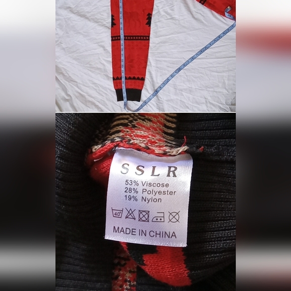 SSLR Ugly Christmas Sweater Knitted Pullover V-Neck Funny Santa Size 3XL Red - Picture 3 of 5